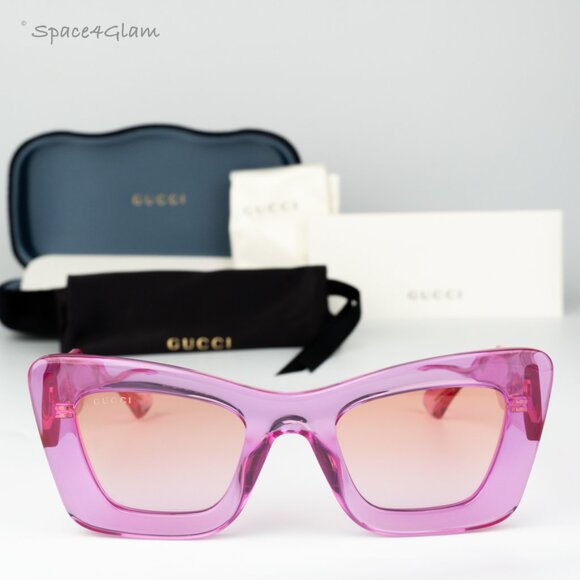 Gucci Women Sunglasses Trans Pink Orange Violet Grad Butterfly GG1552S 003 NEW - Picture 3 of 12